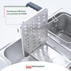 Friggitrice Elettrica Professionale 13+13 Litri Doppia Vasca In Acciaio Inox Per Pub Bar Ristoranti Da Banco -Piccoli Elettrodomestici Negozio 91343477 5