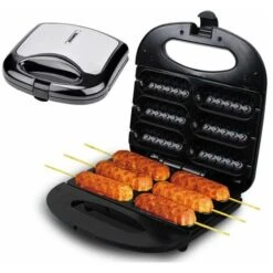 Casseruola Da Cucina Macchina Per Hot Dog Elettrica Corn Dog Waffle Maker Macchina Per Salsicce Cuocere Antiaderente 6 Hot Dog Contemporaneamente Cucinare BBQ Grill