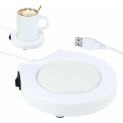 Unico Scaldatazze Elettronico Portatile USB Bianco Con Interruttore Per Caffè E Latte