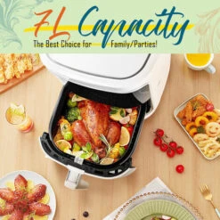 Aigostar White Cube - Friggitrice Ad Aria 7L 1900W, Friggitrice Senza Oilo 5-in-1, 7 Funzioni Preimpostate Con Schermo LED Cestello Removibile Anti Aderente, Mantenimento Calore, 20 Ricette Senza BPA -Piccoli Elettrodomestici Negozio 93438062 3