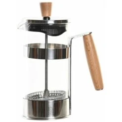 Caffettiera A Stantuffo DKD Home Decor 16 X 9 X 18,5 Cm Naturale Argentato Acciaio Inossidabile 350 Ml Vetro Borosilicato