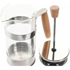 Caffettiera A Stantuffo DKD Home Decor 16 X 9 X 18,5 Cm Naturale Argentato Acciaio Inossidabile 350 Ml Vetro Borosilicato -Piccoli Elettrodomestici Negozio 94373475 4