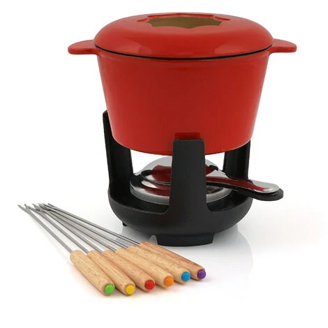 BBQ-Toro Set Per Fonduta In Ghisa Da 13 Pezzi Per 6 Persone 1 L Rosso Smaltato 4 BBQ-Toro Set Per Fonduta In Ghisa Da 13 Pezzi Per 6 Persone 1 L Rosso Smaltato - immagine 4