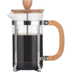 Caffettiera French Press Da 20 Once Con Manico In Legno Filtro Ad Alta Densità Teiera In Vetro Borosilicato Resistente Al Calore Pressa Per Caffè (20 Once)