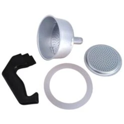 Trade Shop - Kit 4pz Ricambi Filtro Guarnizione Manico Imbuto Caffettiera Moka Misura 1 Tazza