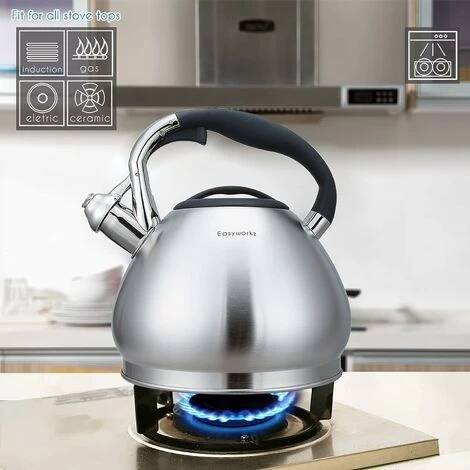 Bollitore A Fischio A Induzione In Acciaio Inossidabile, Bollitore Da 2,3 L Per Tutte Le Piastre Elettriche, Bollitore A Fischio Con Manico Resistente Al Calore E Antiscivolo, Bollitore Per Tè E Caffè 2 Bollitore A Fischio A Induzione In Acciaio Inossidabile, Bollitore Da 2,3 L Per Tutte Le Piastre Elettriche, Bollitore A Fischio Con Manico Resistente Al Calore E Antiscivolo, Bollitore Per Tè E Caffè - immagine 2