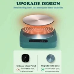 Tazza Da Caffè Sottobicchiere Scaldatazze Per Caffè Tè Cacao Latte Cibo ITutta Candela, Pannello Metallico In Alluminio, Sicuro Affidabile, Verde (4" X 5") -Piccoli Elettrodomestici Negozio 95525920 3