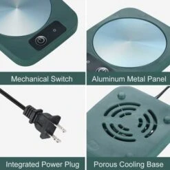 Tazza Da Caffè Sottobicchiere Scaldatazze Per Caffè Tè Cacao Latte Cibo ITutta Candela, Pannello Metallico In Alluminio, Sicuro Affidabile, Verde (4" X 5") -Piccoli Elettrodomestici Negozio 95525920 4