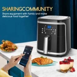 Friggitrice Ad Aria Intelligente Smart 1900W 7L Schermo LED 7 Funzioni Cuoce -Piccoli Elettrodomestici Negozio 97307623 5