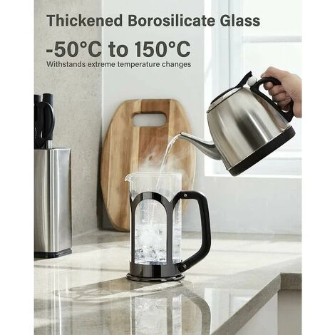 Macchina Per Caffè E Tè, Caffettiera In Vetro Borosilicato Resistente Al Calore In Acciaio Inossidabile 304 Con 4 Filtri, Resistente E Facile Da Pulire, 100% Senza BPA, 34 Oz, Argento 2 Macchina Per Caffè E Tè, Caffettiera In Vetro Borosilicato Resistente Al Calore In Acciaio Inossidabile 304 Con 4 Filtri, Resistente E Facile Da Pulire, 100% Senza BPA, 34 Oz, Argento - immagine 2
