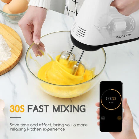 Aigostar Pudding - Sbattitore Elettrico, 6 Velocità E Turbo, Frusta Elettrica, 400W, Miscelazione Silenziosa. Dotato Di 2 Fruste, 2 Ganci Impastatori, Frusta E Contenitore. 5 Aigostar Pudding - Sbattitore Elettrico, 6 Velocità E Turbo, Frusta Elettrica, 400W, Miscelazione Silenziosa. Dotato Di 2 Fruste, 2 Ganci Impastatori, Frusta E Contenitore. - immagine 5