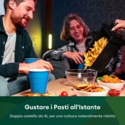 CHEFREE AFW20 Friggitrice Ad Aria A Doppio Cestello, DUAL-VIEW, 8 L, 2400W, 8 Funzioni, Cottura Simultanea, Antiaderente, Preriscaldamento, Menu Italiano Online -Piccoli Elettrodomestici Negozio 98597191 4