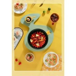 Wok Elettrico Multifunzionale Wok Elettrico Wok Elettrico Mini Padella Antiaderente, Doppio Strato, Giallo -Piccoli Elettrodomestici Negozio 98717263 4