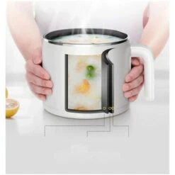 Pentola Elettrica Piccola In Acciaio Inossidabile Da 1,2 Litri, Pentola Elettrica Portatile Per Camera Degli Studenti/studio/hotel/campeggio/ufficio - Bianca 6 Pentola Elettrica Piccola In Acciaio Inossidabile Da 1,2 Litri, Pentola Elettrica Portatile Per Camera Degli Studenti/studio/hotel/campeggio/ufficio - Bianca -Piccoli Elettrodomestici Negozio 98719045 3