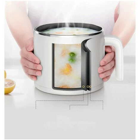 Pentola Elettrica Piccola In Acciaio Inossidabile Da 1,2 Litri, Pentola Elettrica Portatile Per Camera Degli Studenti/studio/hotel/campeggio/ufficio - Bianca 3 Pentola Elettrica Piccola In Acciaio Inossidabile Da 1,2 Litri, Pentola Elettrica Portatile Per Camera Degli Studenti/studio/hotel/campeggio/ufficio - Bianca - immagine 3