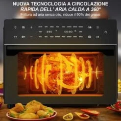 Forno Friggitrice Ad Aria Calda 30Lt Digitale 1800W Frigge Cuoce Senza Olio Nero -Piccoli Elettrodomestici Negozio 99493000 3