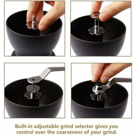 Macinacaffè Manuale, Macinacaffè In Ceramica Premium Regolabile, Nero 2 Macinacaffè Manuale, Macinacaffè In Ceramica Premium Regolabile, Nero - immagine 2