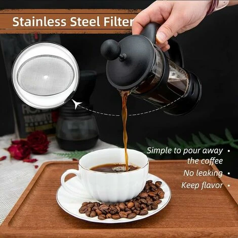 Pressa Francese Da 2 Tazze, Pressa Francese, Perfetta Per Gli Amanti Del Caffè, Caffè Mattutino, Caffettiera Dal Sapore Massimo Con Filtro In Acciaio Inossidabile, Da 12 Once / 350 Ml 4 Pressa Francese Da 2 Tazze, Pressa Francese, Perfetta Per Gli Amanti Del Caffè, Caffè Mattutino, Caffettiera Dal Sapore Massimo Con Filtro In Acciaio Inossidabile, Da 12 Once / 350 Ml - immagine 4